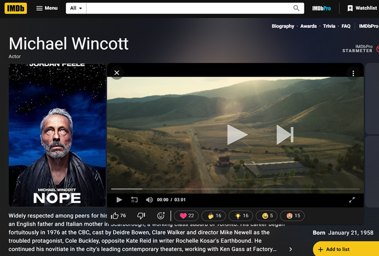 Michael Wincott of NOPE at IMDb