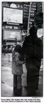 Tracey and Ellie Lebbon in NYC's Times Square